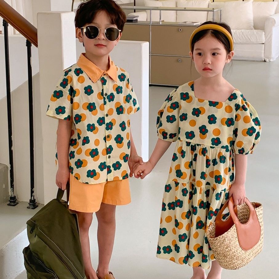 ✨Hàng Có Sẵn!✨ Bộ Áo Sơ Mi Chấm Bi Phối Chân Váy Ngắn Kiểu Hàn Quốc Dễ Thương Cho Bé Gái