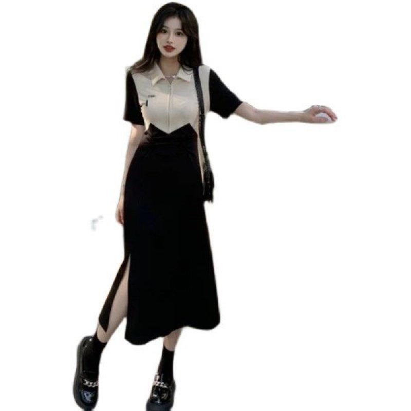 Váy Liền Cho Con Bú   Cảm Giác Thiết Kế Bo Eo Thon Gọn XẺ TÀ Màu Tương Phản POLOCổ Áo  Váy Liền Cho Con Bú