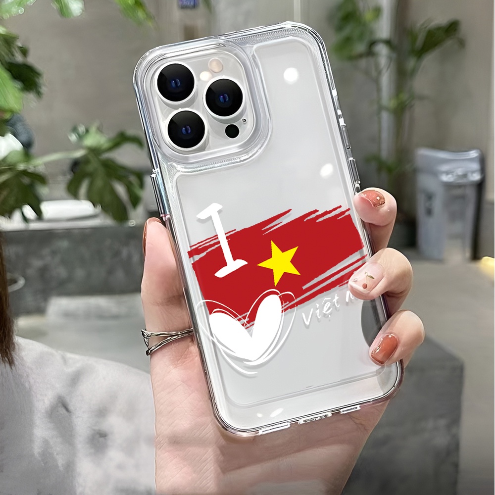 Ốp Điện Thoại Trong Suốt Chống Sốc Họa Tiết Cờ Việt Nam Cho iphone 14 pro max 11 13 12 7 8 Plus X XR XSMax