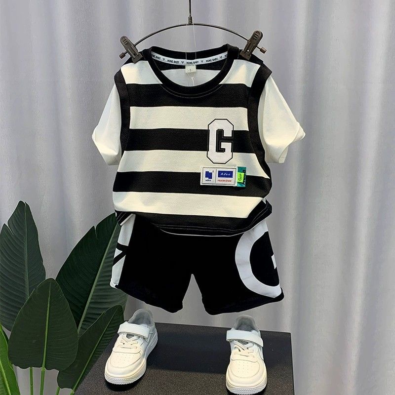 Bộ Quần Áo Thể Thao Tay Ngắn Phong Cách Thời Trang Mới Mùa Hè Cho Bé Trai