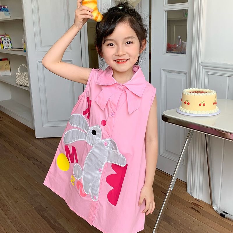 Đầm Công Chúa Mùa Hè Thời Trang Phong Cách Hàn Quốc In Họa Tiết Thỏ Cho Bé Gái