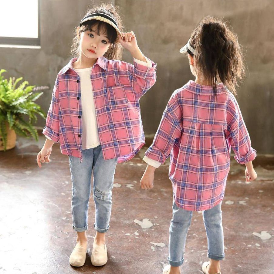 Áo sơ mi nữ mỏng mùa thu 2019 mới của trung quốc và trẻ em lớn phiên bản hàn quốc của trường tiểu học áo khoác dài tay