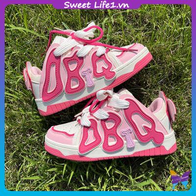 Strawberry bear bread shoes phụ nữ letter bat sneakers