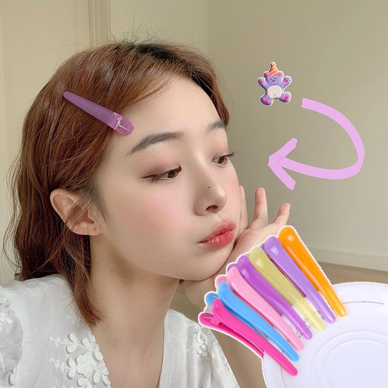 Kẹo màu kẹp tóc liền mạch kẹp làm tóc kẹp đội đầu tóc mái kẹp bên tóc gãy từ kẹp mỏ vịt nhựa kẹp mỏ vịt phụ kiện tóc