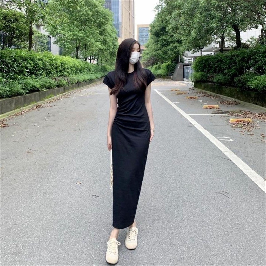 Đầm Thun Dáng Dài Ôm Sát Phong Cách Pháp Cổ Điển Thời Trang Cao Cấp Cho Nữ