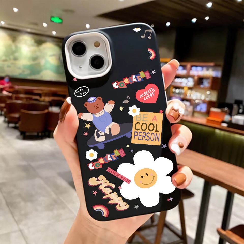 Ốp Điện Thoại silicon Dẻo Hình Gấu Hoa Hướng Dương 3 Trong 1 Cho iPhone 14Promax 13 12 11 7Plus 7 X Xs Max XR