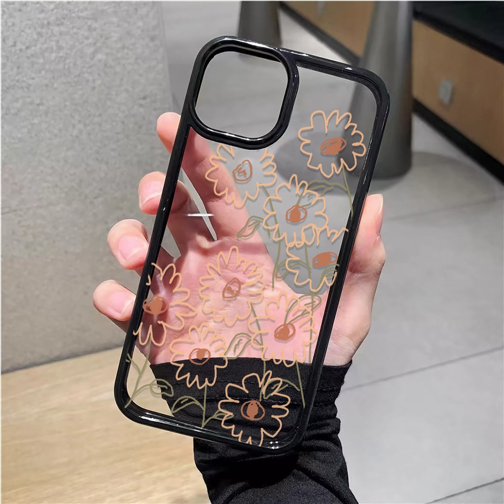 Ốp Điện Thoại Nhựa Acrylic Cứng Trong Suốt In Hình Hoa Đáng Yêu Cho iphone 14promax 11 13 12 7Plus 8 X XS Max