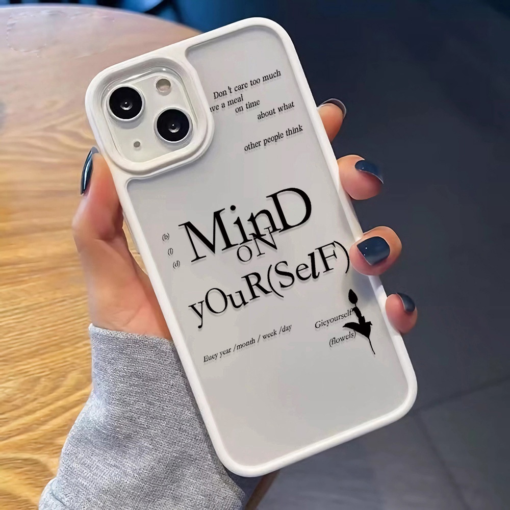Ốp Điện Thoại Nhựa Acrylic Cứng Trong Suốt In Chữ Mind Thời Trang Cho iphone 14promax 11 13 12 7Plus 8 X XS Max