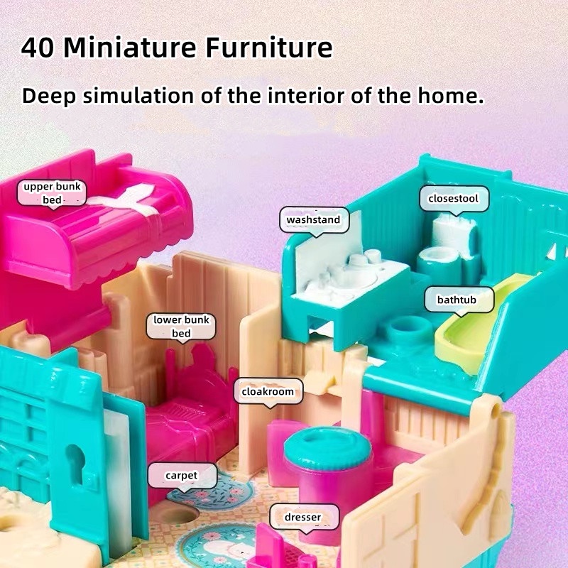 Đồ Chơi Nhà Búp Bê mini Có Nhạc Và Đèn Xinh Xắn Cho Bé Gái Từ 3-6 Tuổi