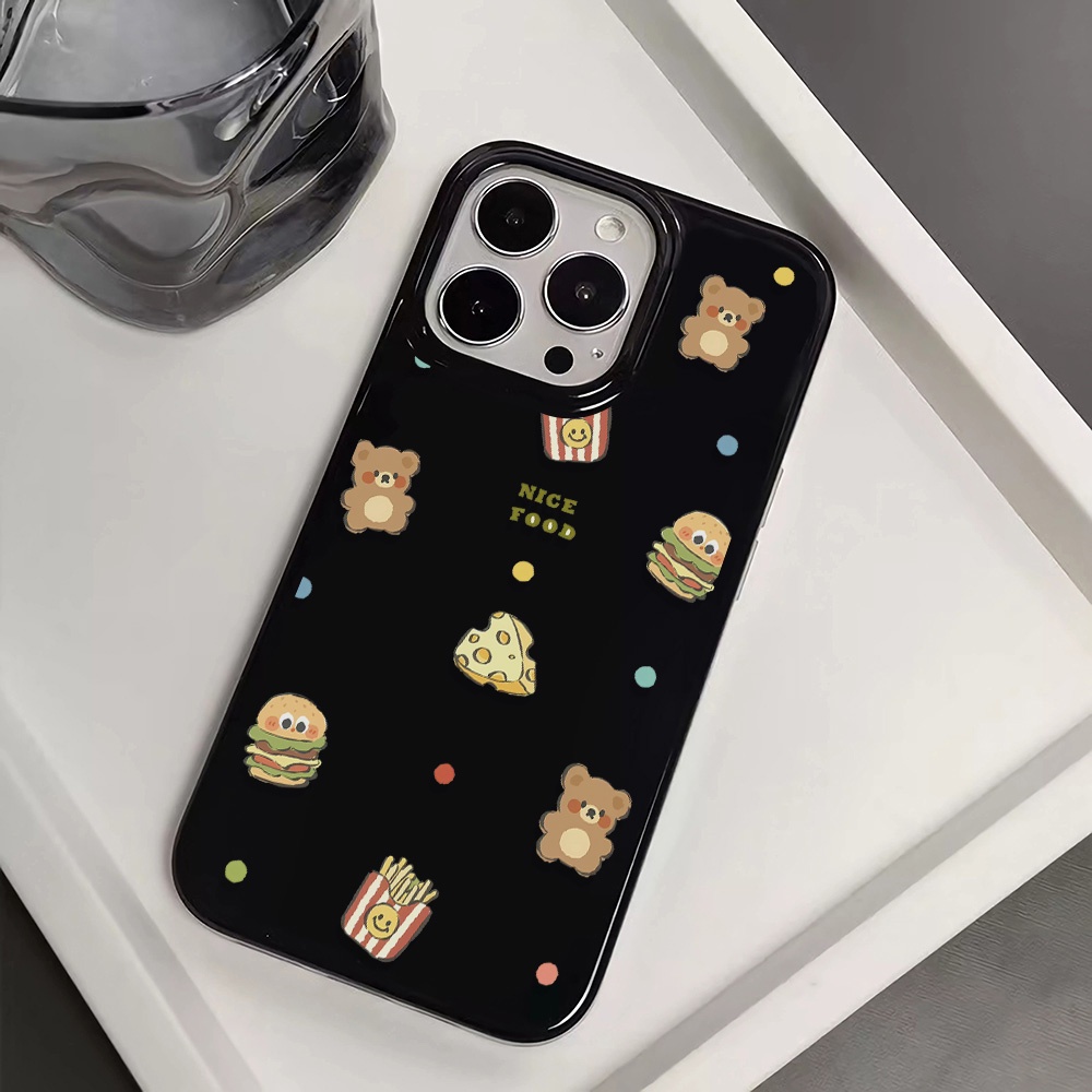 Ốp Điện Thoại Silicone TPU Mềm Bóng In Hình Gấu Hamburg Cho iphone 14promax 11 13 12 7Plus 8 X XS Max