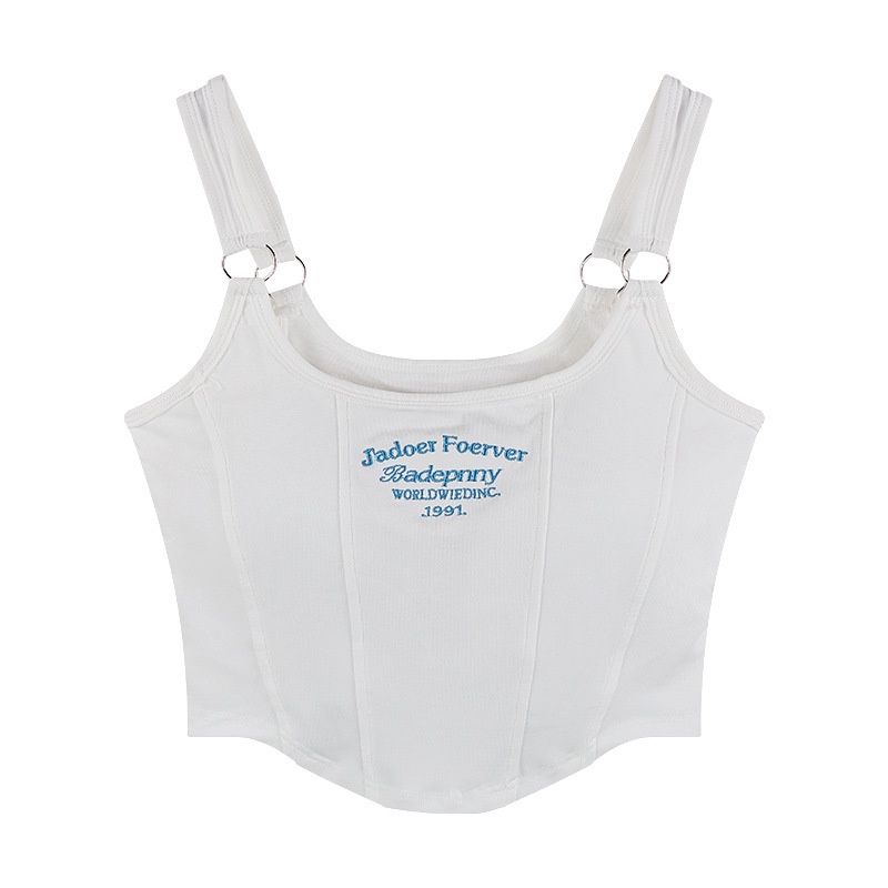 Pure desire Áo Hai Dây cotton Tinh Khiết In Chữ Nhỏ Mặc Bên Trong Ôm Dáng Vừa Vặn Cho Nữ