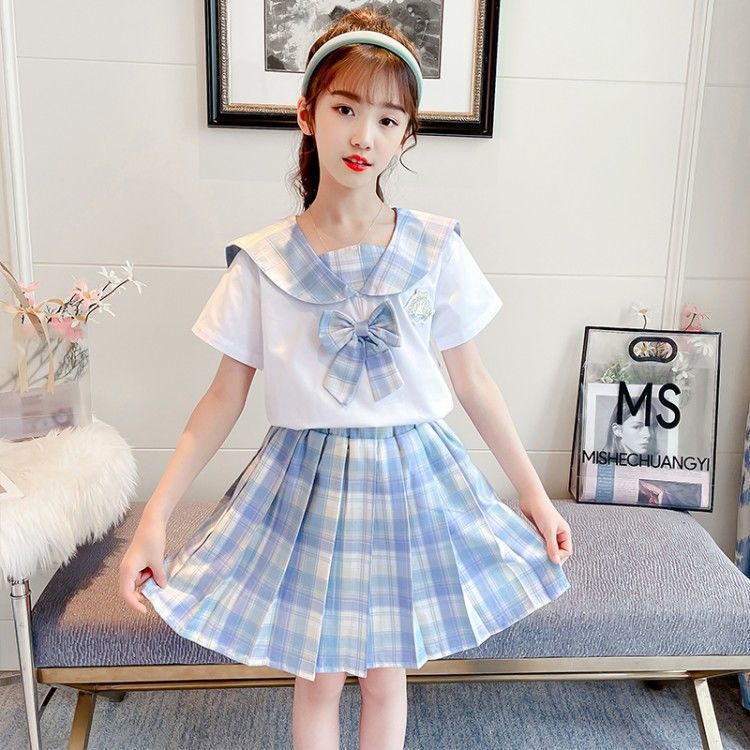 Bộ Đồng Phục Hai Mảnh Phong Cách Preppy Thời Trang 2023 Dành Cho Bé Gái
