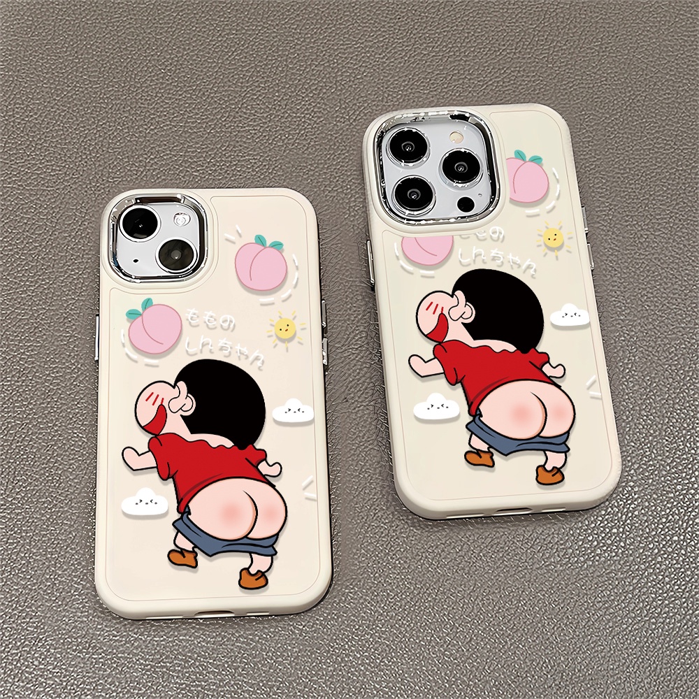 Ốp Điện Thoại Silicone Khung Kim Loại Chống Sốc Hình Cậu Bé Bút Chì Cho iphone 14promax 11 13 12 7Plus 8 X XS Max