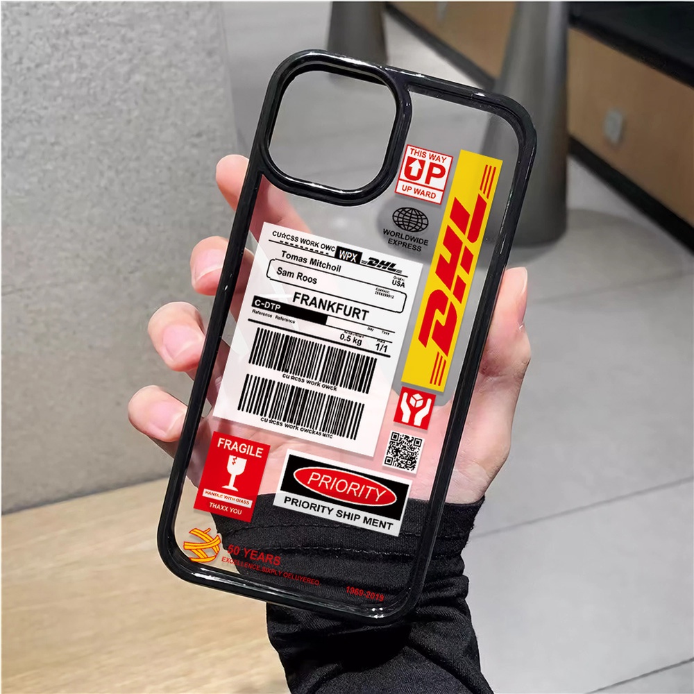 Ốp Điện Thoại Nhựa Acrylic Cứng Trong Suốt In Nhãn Hiệu DHL Thời Trang Cho iphone 14promax 11 13 12 7Plus 8 X XS Max