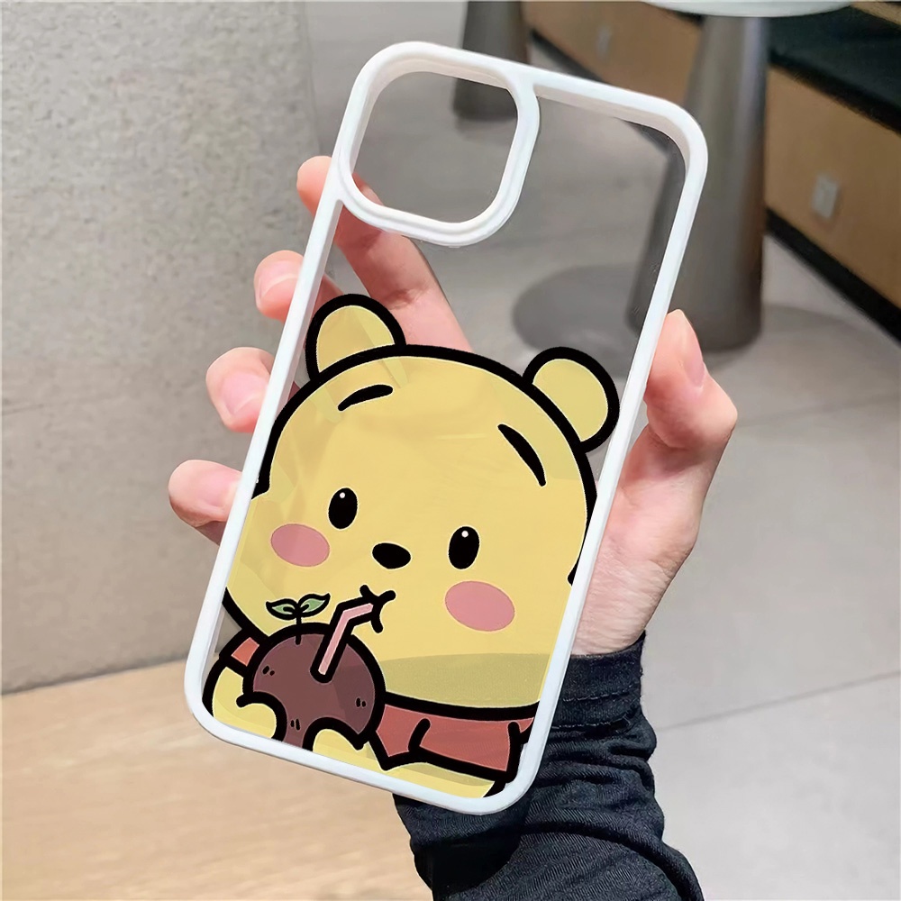 Ốp Điện Thoại Nhựa Acrylic Cứng Trong Suốt Hình Winnie the Pooh Màu Vàng Cho iphone 14 pro Max 11 13 12 7Plus 8 X XS Max