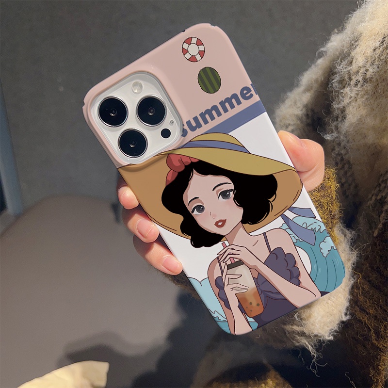 Ốp Điện Thoại Cứng In Hình Cô Gái Đi Biển Cho iphone 14promax 11 13 12 7Plus 8 X XS Max