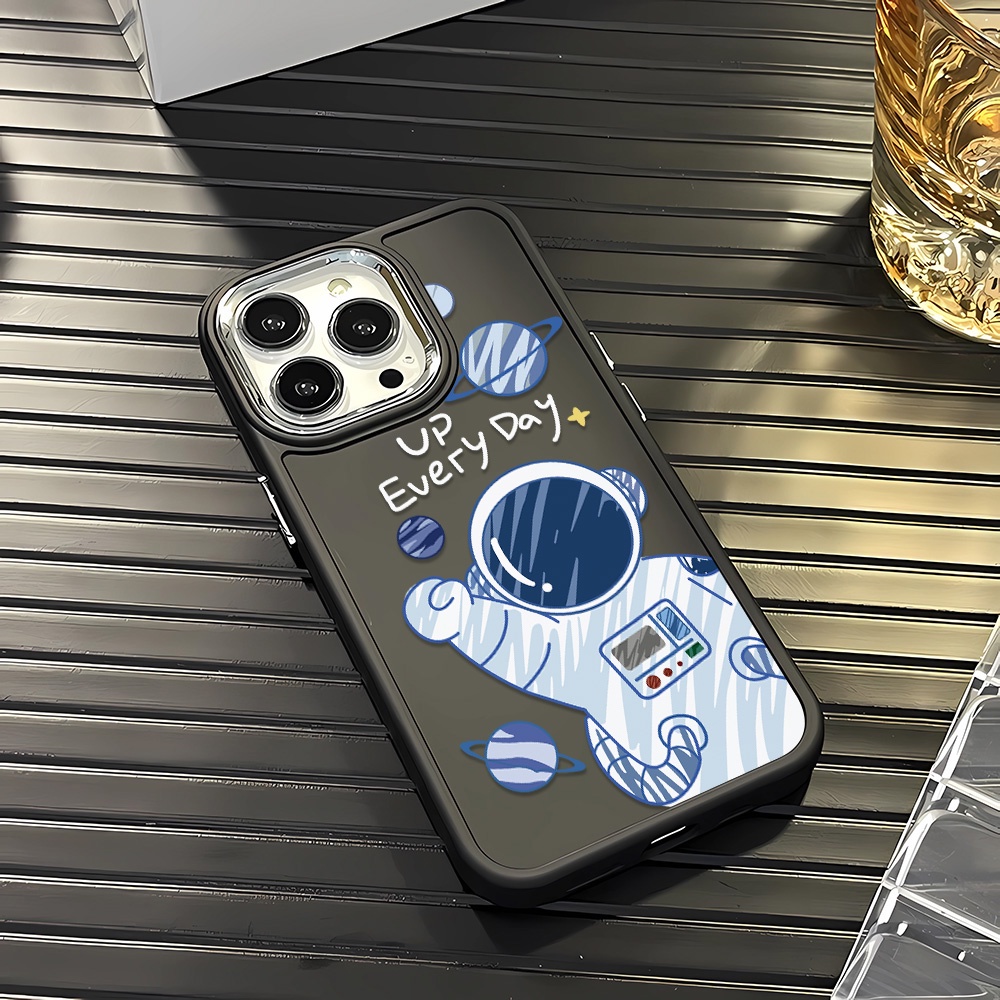 Ốp Điện Thoại Silicone Khung Kim Loại Chống Sốc In Hình Phi Hành Gia Cho iphone 14ProMax 11 13 12 7Plus 8 X XS Max