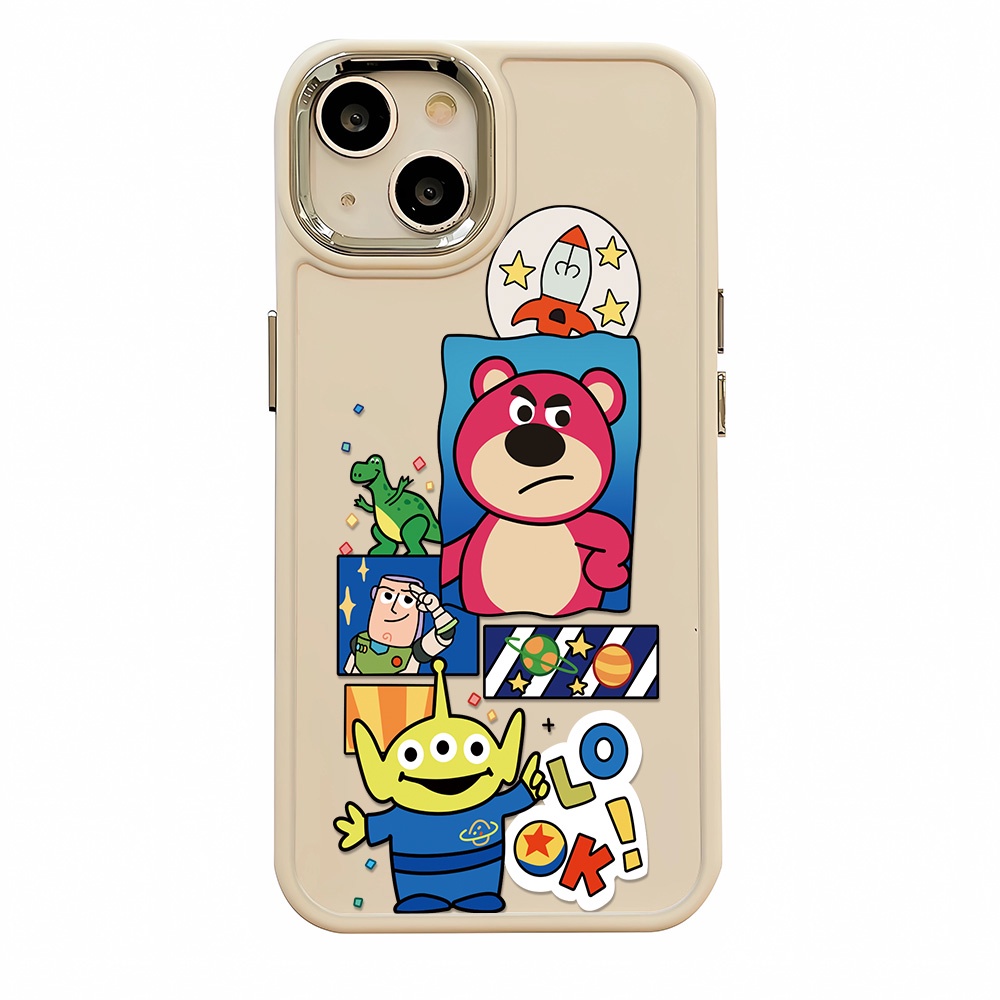Ốp Điện Thoại Silicone Khung Kim Loại In Hình Người Ngoài Hành Tinh Lotso Cho iphone 14ProMax 11 13 12 7Plus 8 X XS Max