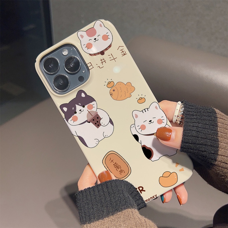 Ốp Điện Thoại Cứng Chống Sốc Hình Mèo May Mắn Cho iphone 14 pro Max 11 13 12 7Plus 8 X XS Max