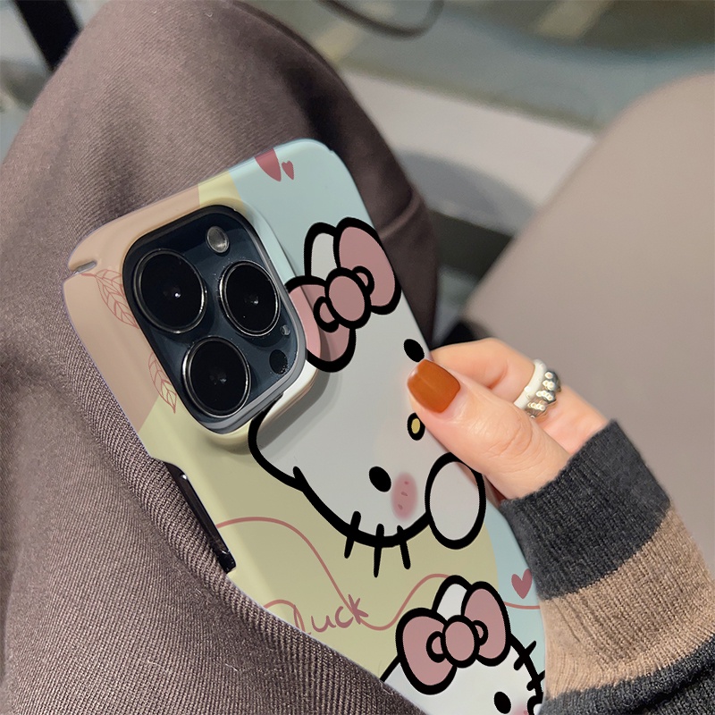 Ốp Điện Thoại Cứng Chống Sốc In Hình Mèo Hello Kitty Cho iphone 14 pro Max 11 13 12 7Plus 8 X XS Max