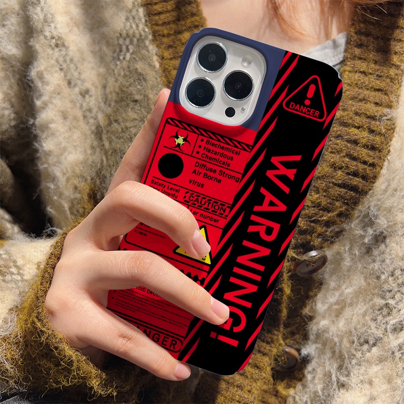 Ốp Điện Thoại Cứng Chống Sốc In Hình Nhãn Dán Cảnh Báo Thời Trang Cho iphone 14 pro Max 11 13 12 7Plus 8 X XS Max