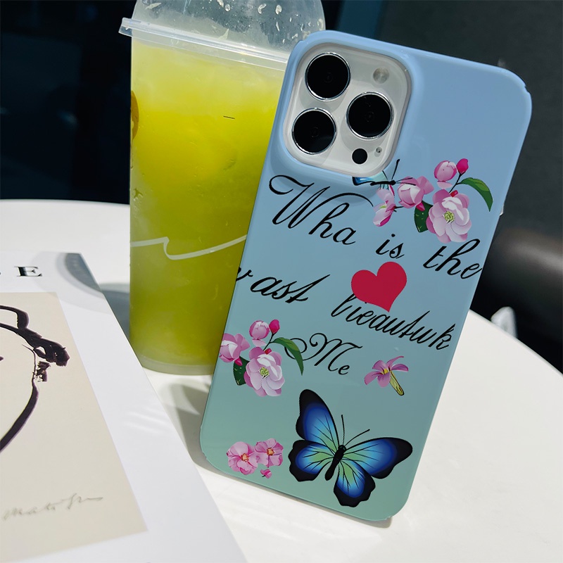 Ốp Điện Thoại Cứng Họa Tiết Bươm Bướm / Trái Tim Thời Trang Chống Sốc Cho iphone 14 pro Max 11 13 12 7Plus 8 X XS