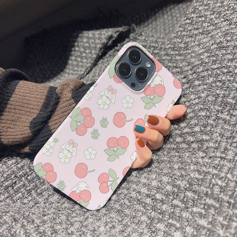 Ốp Điện Thoại Cứng Chống Sốc Hình Thỏ Và Mây cherry Cho iphone 14promax 11 13 12 7Plus 8 X XS Max