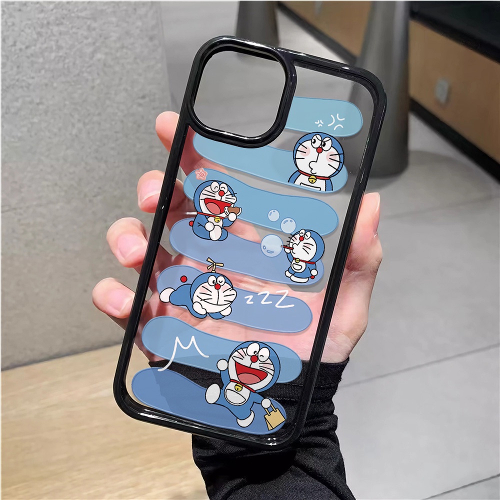Ốp Điện Thoại Acrylic Cứng Trong Suốt Hình Doraemon Đám Mây Cho iphone 14 pro Max 11 13 12 7Plus 8 X XS Max