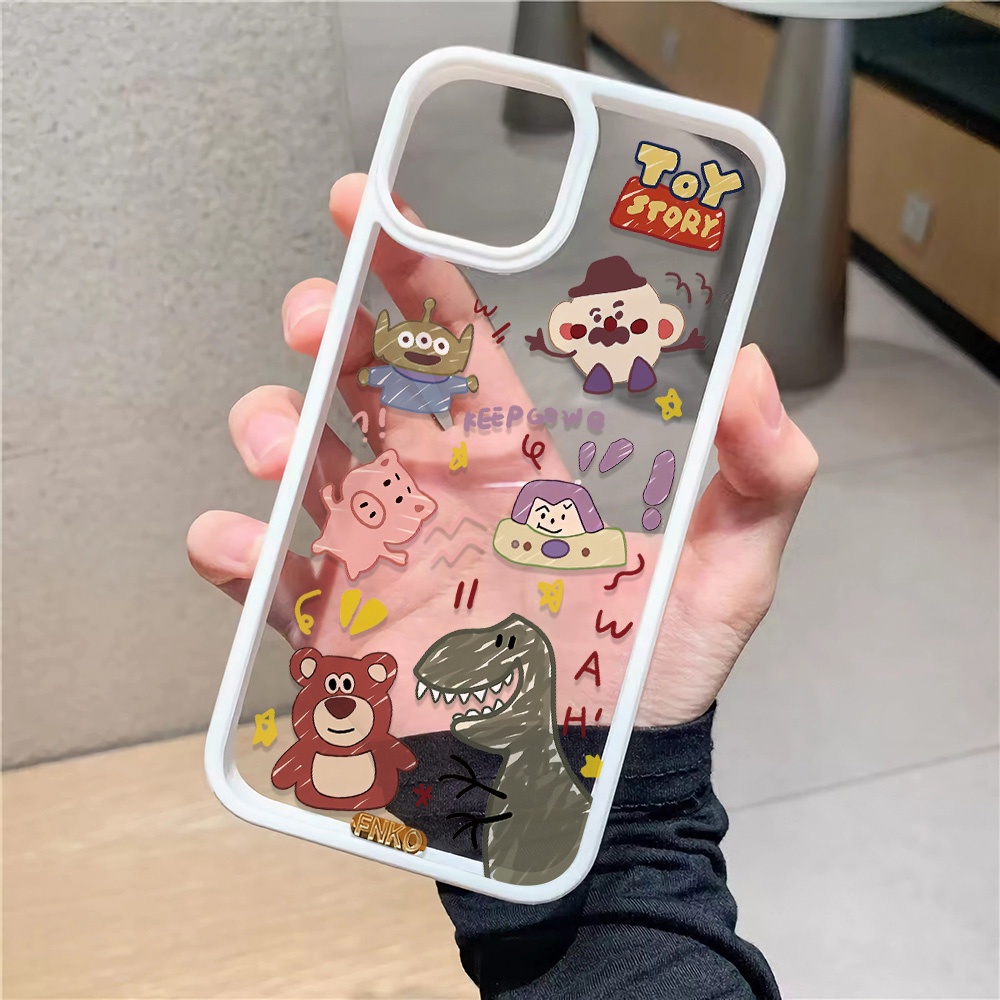 Ốp Điện Thoại Nhựa Acrylic Cứng Trong Suốt Hình Khủng Long Lotso Đáng Yêu Cho iphone 14 pro Max 11 13 12 7Plus 8 X XS Max