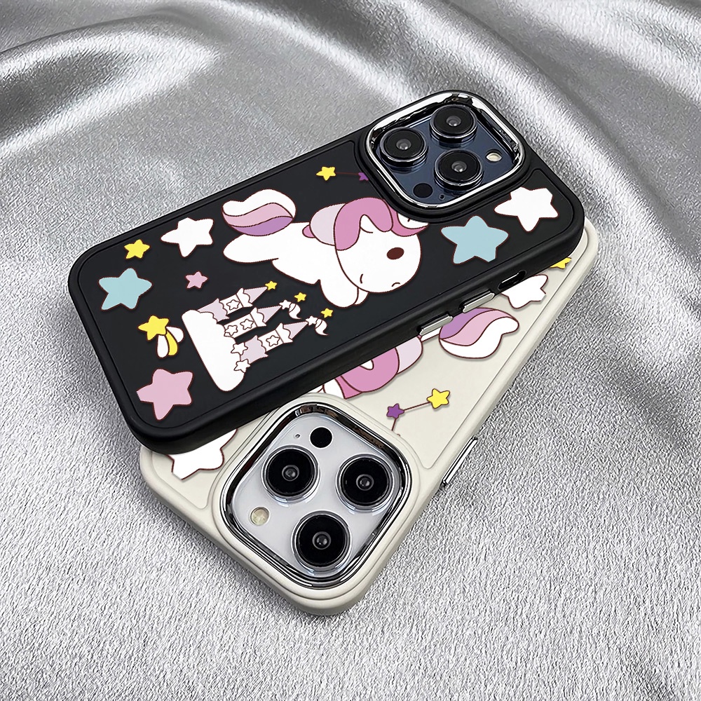 Ốp Điện Thoại Silicone Khung Kim Loại In Hình Kỳ Lân Cho iphone 14ProMax 11 13 12 7Plus 8 X XS Max