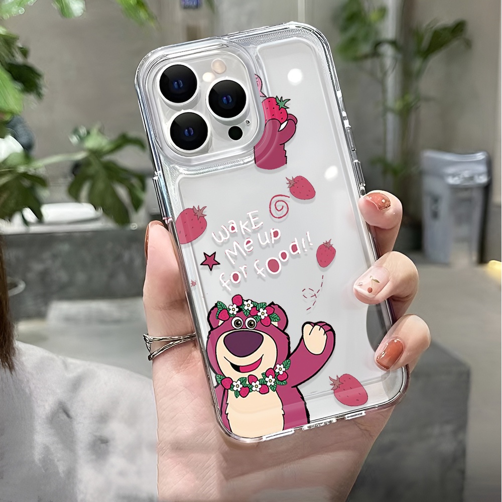Ốp Điện Thoại Trong Suốt Hình Gấu Và Hoa Cho iphone 14 pro max 11 13 12 7 8 Plus X XR XSMax