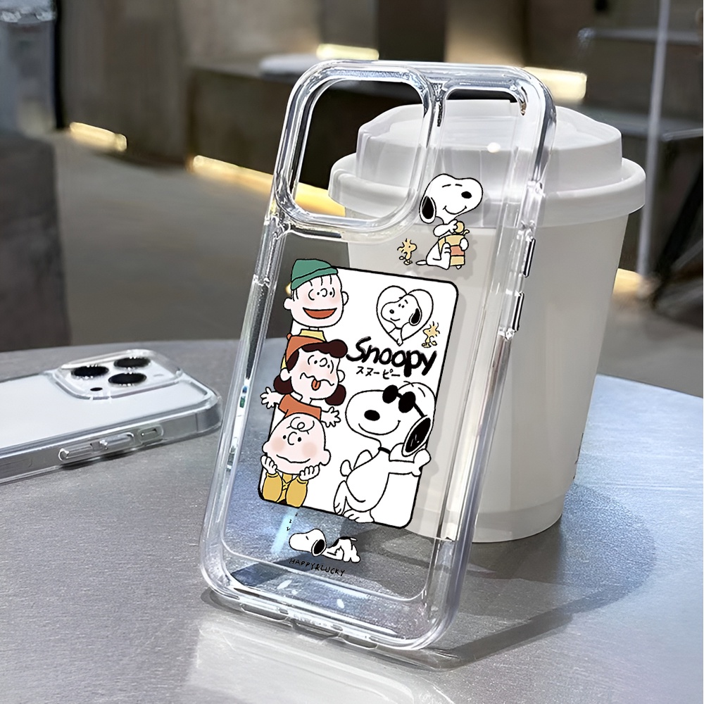 Ốp Điện Thoại Trong Suốt In Hình Gia Đình Snoopy Cho iphone 14 pro max 11 13 12 7 8 Plus X XR XSMax