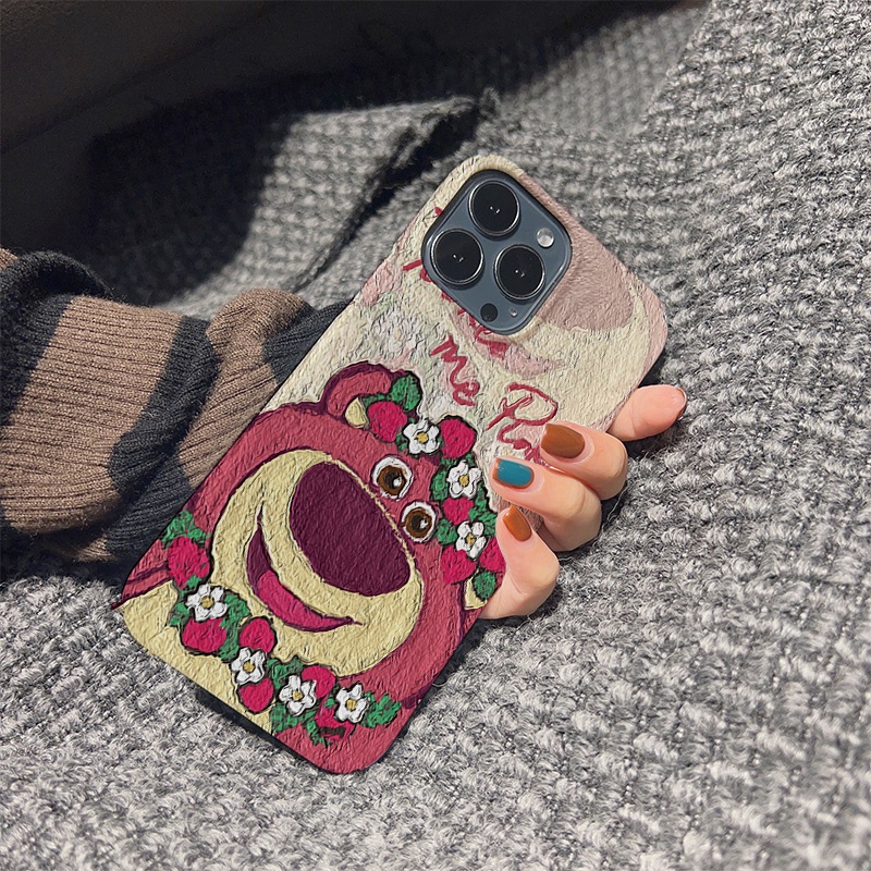 Ốp Điện Thoại Cứng Chống Sốc Hình Gấu Dâu Tây Cho iphone 14 pro Max 11 13 12 7Plus 8 X XS Max