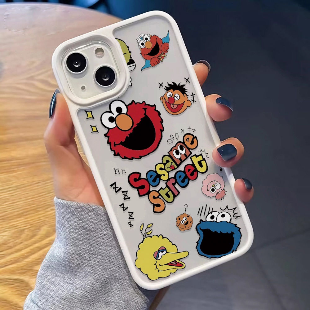 Ốp Điện Thoại Acrylic Cứng Trong Suốt In Hoạt Hình Sesame Street Cho iphone 14 pro Max 11 13 12 7Plus 8 X XS Max