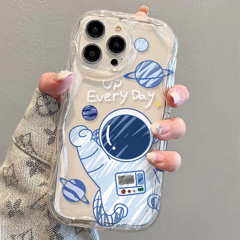 Ốp Điện Thoại Dẻo Trong Suốt Họa Tiết Phi Hành Gia Dễ Thương Cho iphone 14 pro Max 11 13 12 7Plus 8 X XS Max