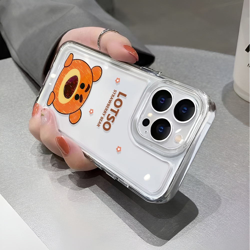 Ốp Điện Thoại Trong Suốt Họa Tiết Gấu Strawberry Lotso Dễ Thương Cho iphone 14 pro max 11 13 12 7 8 Plus X XR XSMax