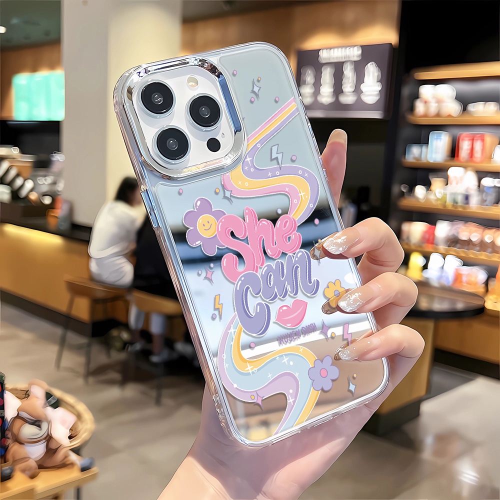 Ốp Điện Thoại Mặt Gương Viền Kim Loại Cho iphone 14 pro max 11 12 13 8 7 Plus X XR XSMax