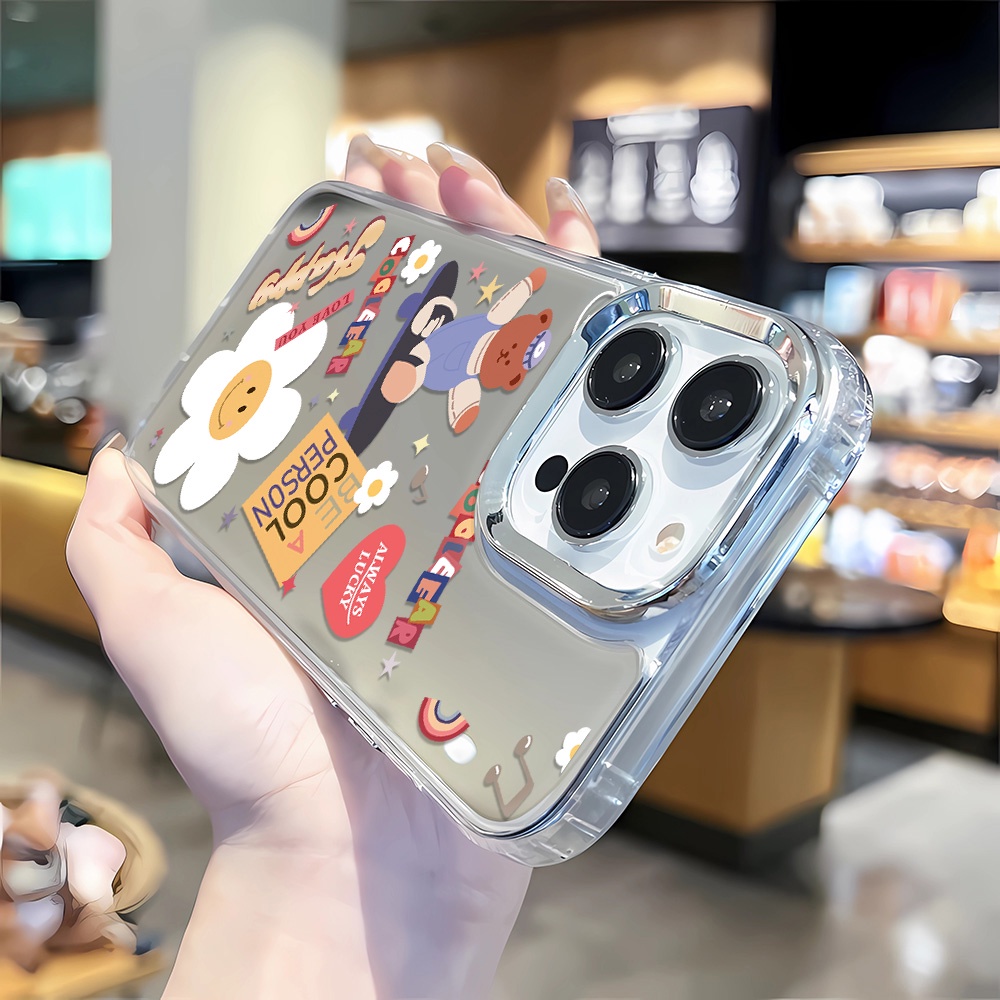 Ốp Điện Thoại Tráng Gương Họa Tiết Hoa Hướng Dương Cho iphone 14 pro max 11 12 13 8 7 Plus X XR XSMax