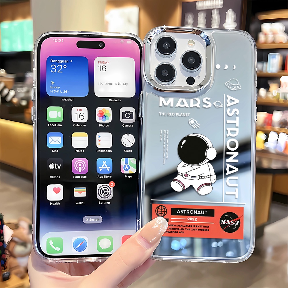 Ốp Điện Thoại Tráng Gương Họa Tiết NASA Cho iphone 14 pro max 11 12 13 8 7 Plus X XR XSMax