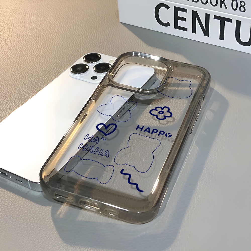 Ốp Điện Thoại Trong Suốt In Hình Gấu Hoa Cho iphone 14 pro max 11 13 12 7 8 Plus X XR XSMax