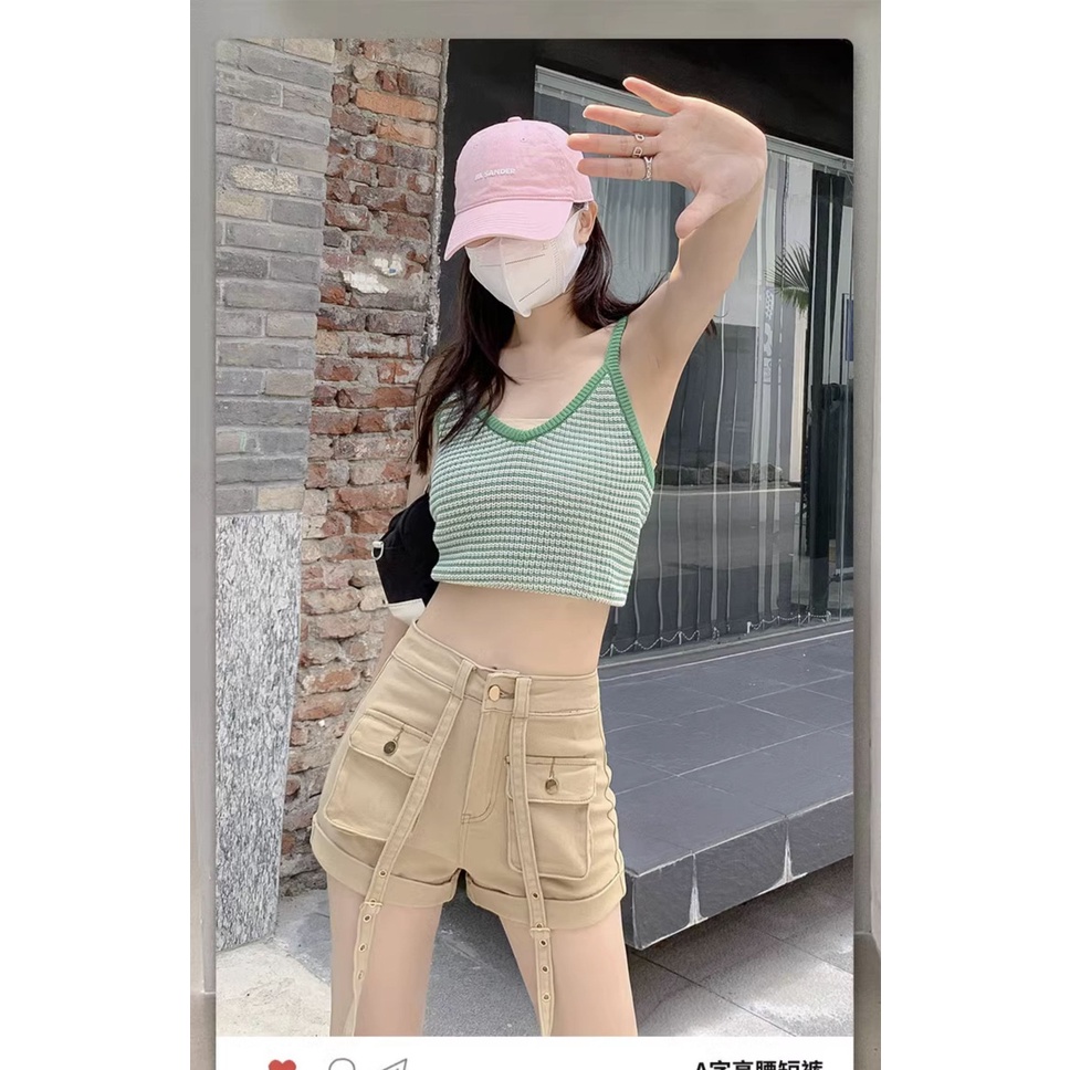 [Hàng Có Sẵn Giao Hàng Nhanh] Quần Short Yếm Denim Mỏng Dáng Rộng Lưng Cao Phong Cách Mới 2023 Thời Trang Mùa Hè Dành Cho Bạn Nữ