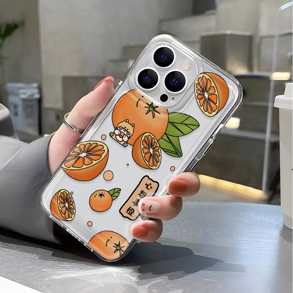 Ốp Điện Thoại Trong Suốt Họa Tiết Trái Cam Chống Sốc Cho iphone 14 pro max 11 13 12 7 8 Plus X XR XSMax