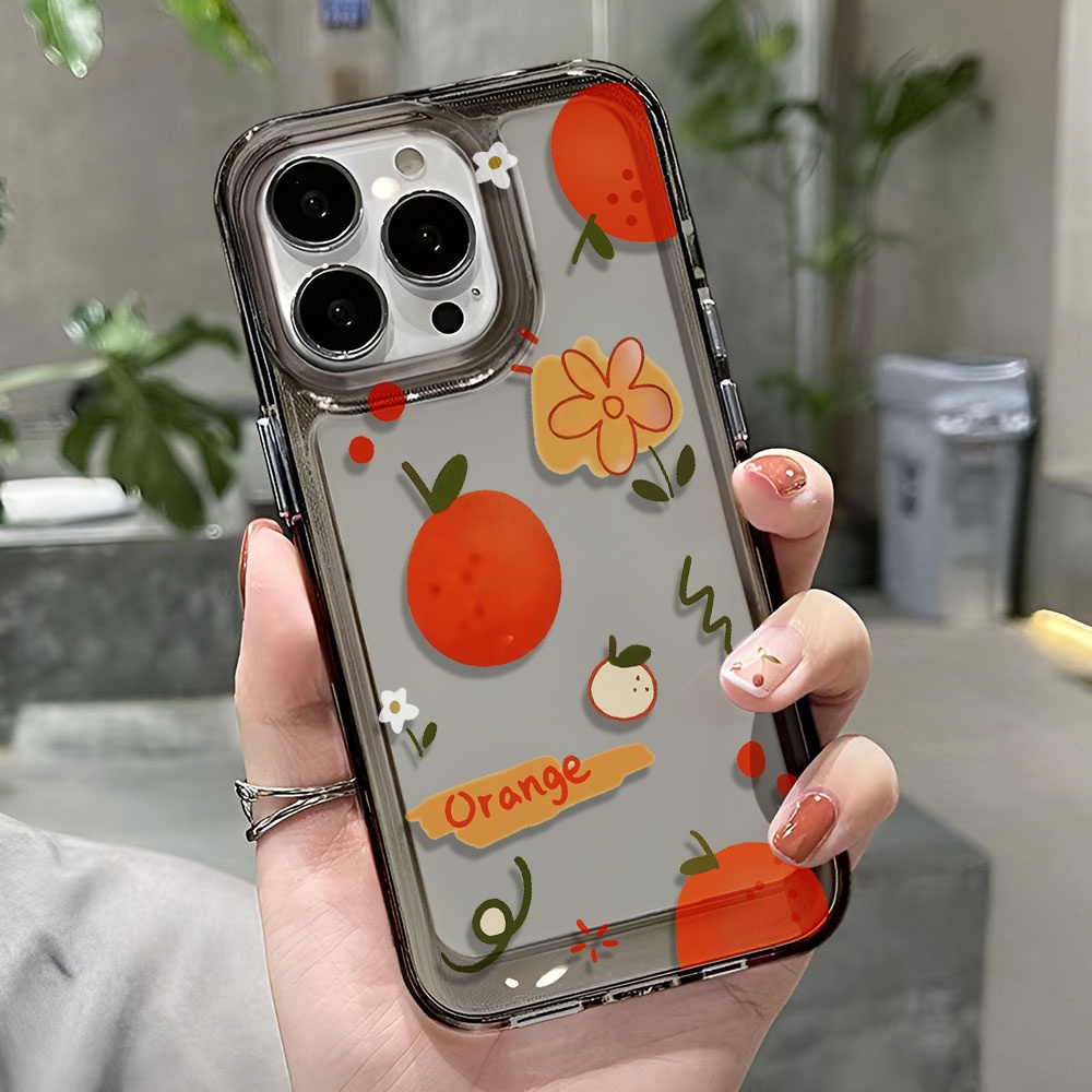 Ốp Điện Thoại Trong Suốt Chống Sốc In Hình Hoa Quả Cam Cho iphone 14 pro max 11 13 12 7 8 Plus X XR XSMax