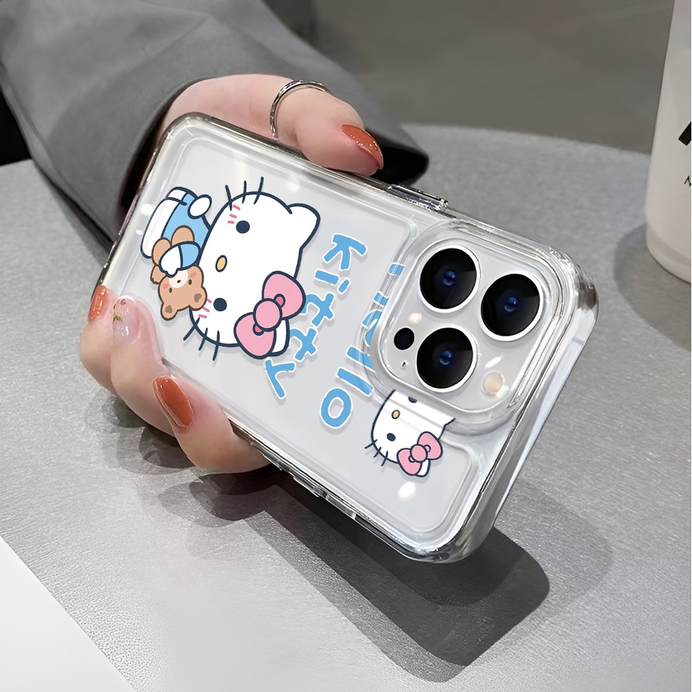 Ốp Điện Thoại Trong Suốt In Hoạt Hình Hello Kitty Gấu Cho iphone 14 pro max 11 13 12 7 8 Plus X XR XSMax