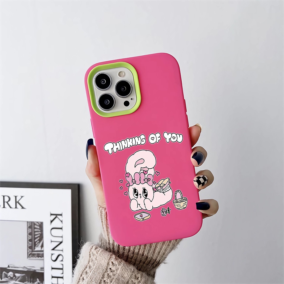 Ốp Điện Thoại silicon Dẻo Gắn Hình Thỏ Nhồi Bông 3 Trong 1 Cho iPhone 14Promax 13 12 11 7Plus X XR