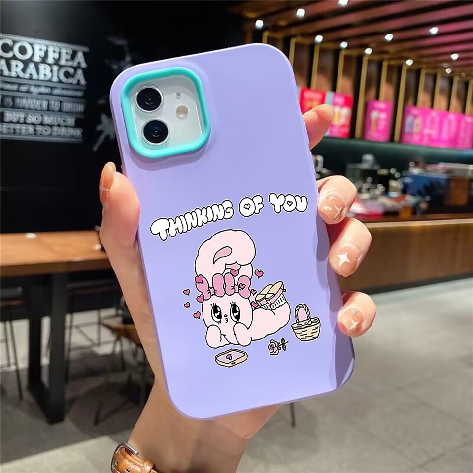 Ốp Điện Thoại silicon Dẻo Gắn Hình Thỏ Nhồi Bông 3 Trong 1 Cho iPhone 14Promax 13 12 11 7Plus X XR