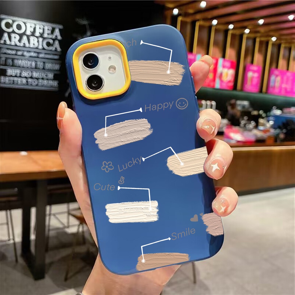 Ốp Điện Thoại silicon Dẻo Màu Nước in Chữ lucky 3 Trong 1 Cho iPhone 14Promax 13 12 11 7Plus X XR