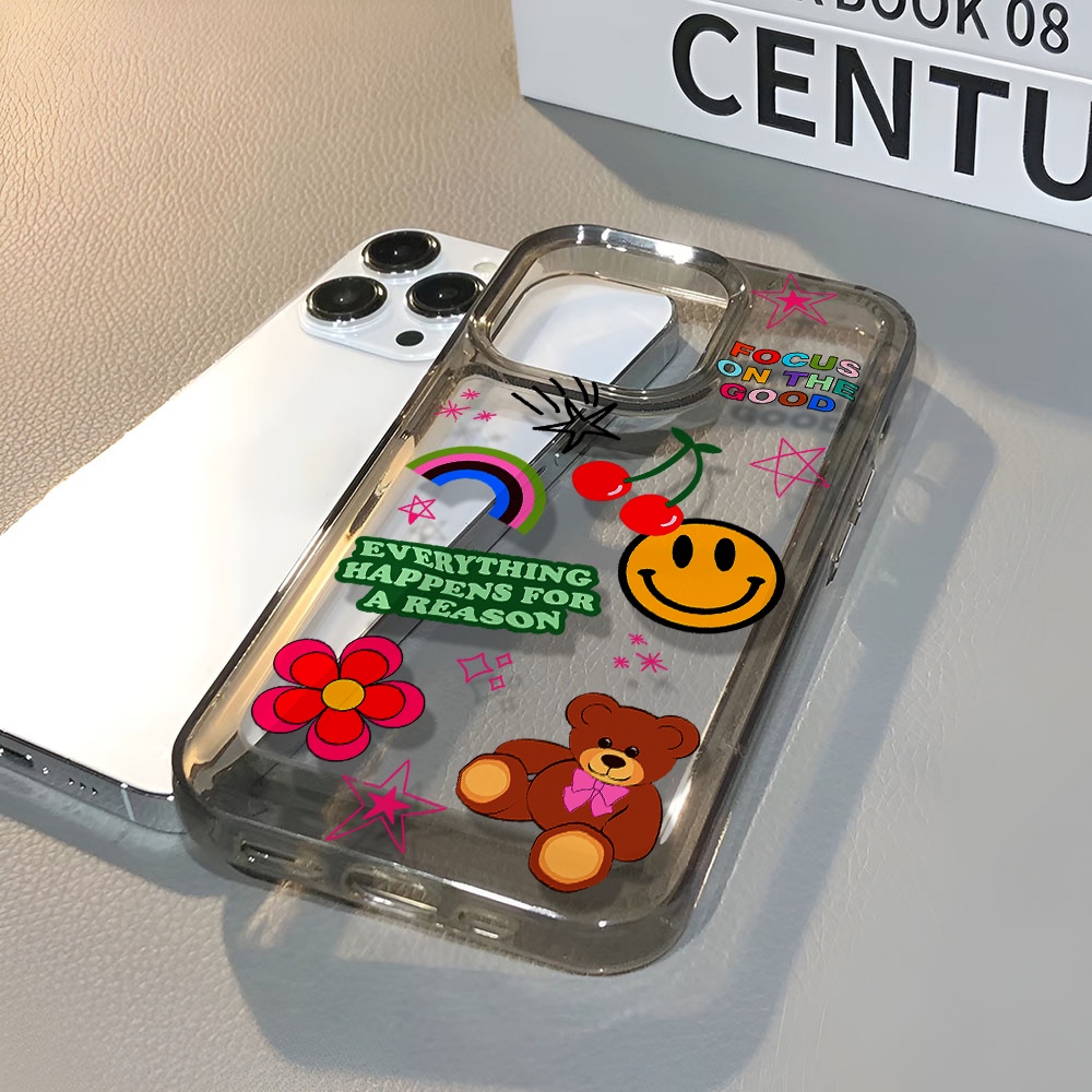 Ốp Điện Thoại Trong Suốt Chống Sốc In Hình Hoa Mặt Cười Cho iphone 14 pro max 11 13 12 7 8 Plus X XR XSMax