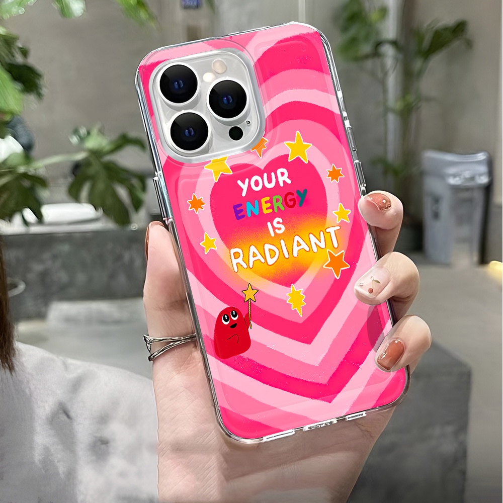 Ốp Điện Thoại Trong Suốt Họa Tiết Trái Tim Đỏ Thời Trang Chống Sốc Cho iphone 14 pro max 11 13 12 7 8 Plus X XR XSMax