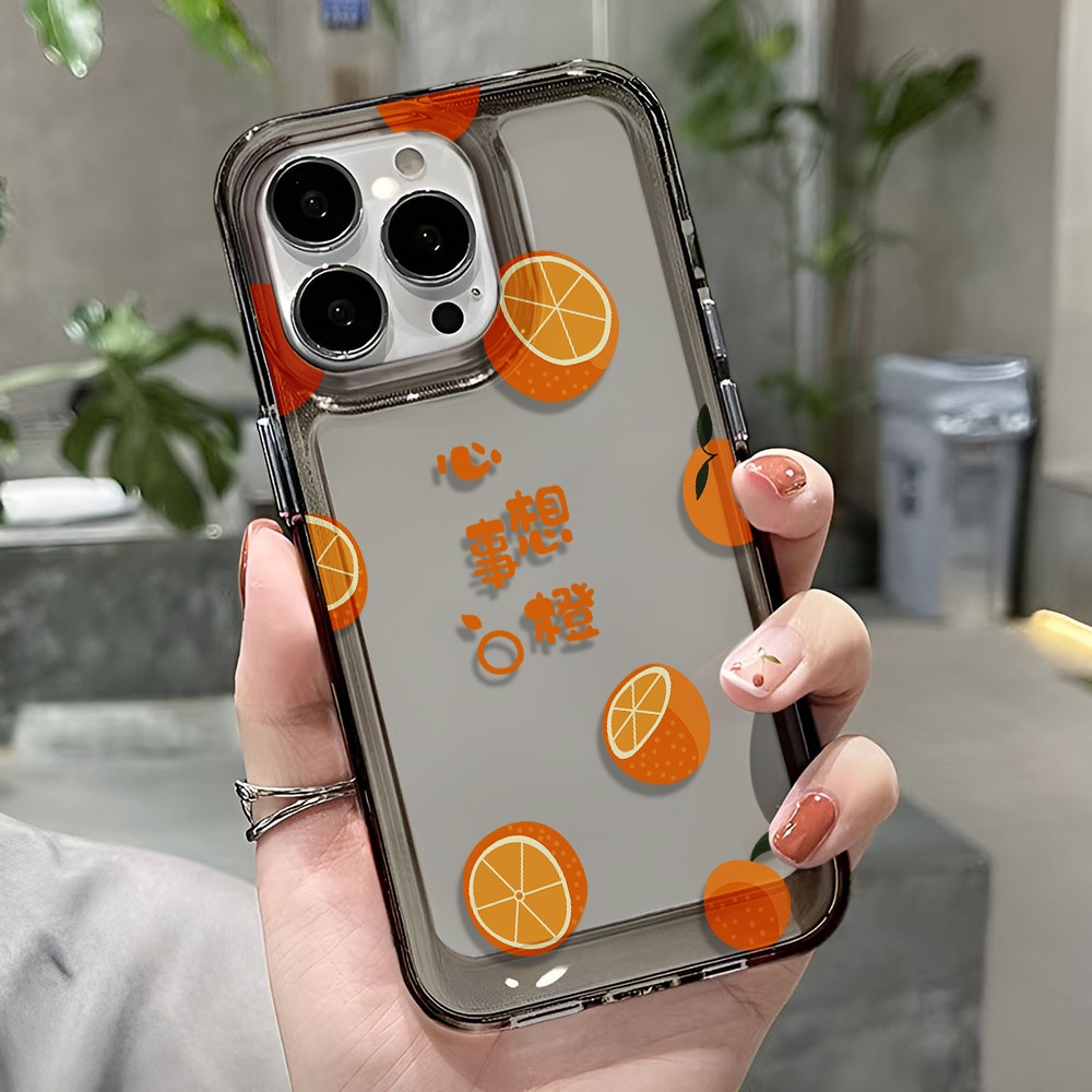 Ốp Điện Thoại Trong Suốt Họa Tiết Trái Cam May Mắn Chống Sốc Cho iphone 14 pro max 11 13 12 7 8 Plus X XR XSMax